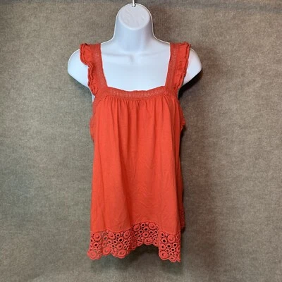 Camiseta sin mangas para mujer M camisa sin mangas roja con volantes crochet encaje retro campesino pradera Foto 1 de 4