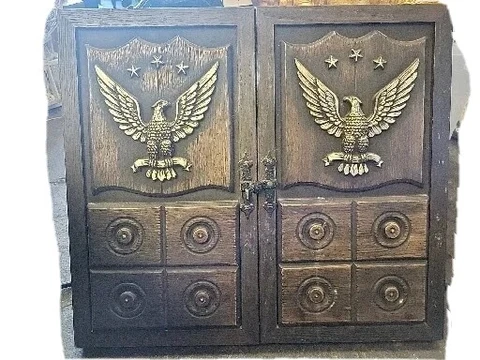 RARE/UNIQUE Vintage Composite Federal Eagle Hanging Folding Mirror Cover