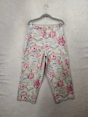 Брюки женские Marsh Landing средние кремовые с цветочным рисунком льняная смесь высокая посадка обычный покрой - Изображение 1 из 4