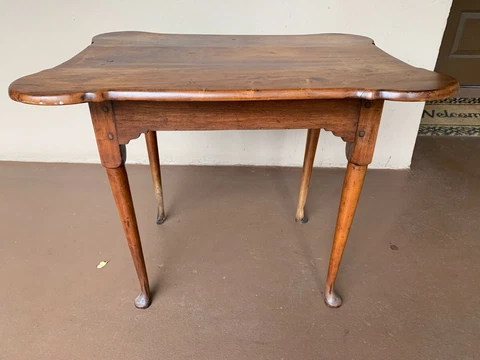 Primitive Antique 18th Century Maple Porringer Top Side Tea Table Queen Anne Cover