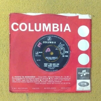 T-BONES " WON'T YOU GIVE HIM ( ONE MORE CHANCE ) " RARE ORIGINAL UK COLUMBIA 45 - Image 1 of 4