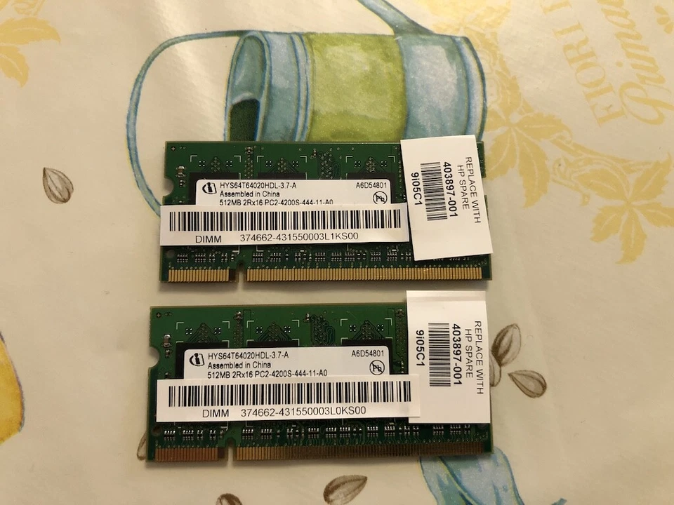 2x 512MB RAM DDR2 PC4200S SODIMM - Laptop - Immagine 1 di 1