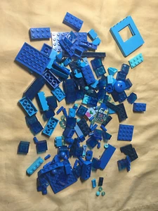 S Lego Lot 174 Assorted Blue Parts Minecraft Trans-Dark Blue Medium Bricks Plate - Picture 1 of 12
