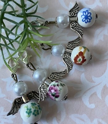 4 edle Engel mit Keramik-Perlen Schutzengel- Glücksbringer - Weihnachten (K27) - Bild 1 von 3