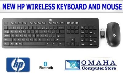 NEW OEM HP SLIM WIRELESS BLACK KEYBOARD AND MOUSE COMBO W/BATTERIES 803183-001 - Image 1 of 4
