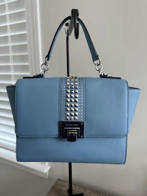 NWT Michael Kors Tina Medium Studded Flap Satchel Leather Crossbody Bag - Image 1 of 4