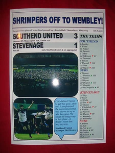 Southend United 3 Stevenage 1 - Southend at Wembley - 2015 - souvenir print - Picture 1 of 1