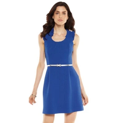 ELLE Textured Runway Collection DRESS Size: 6 / SMALL New SHIP FREE Ruffle Trim - Image 1 of 4