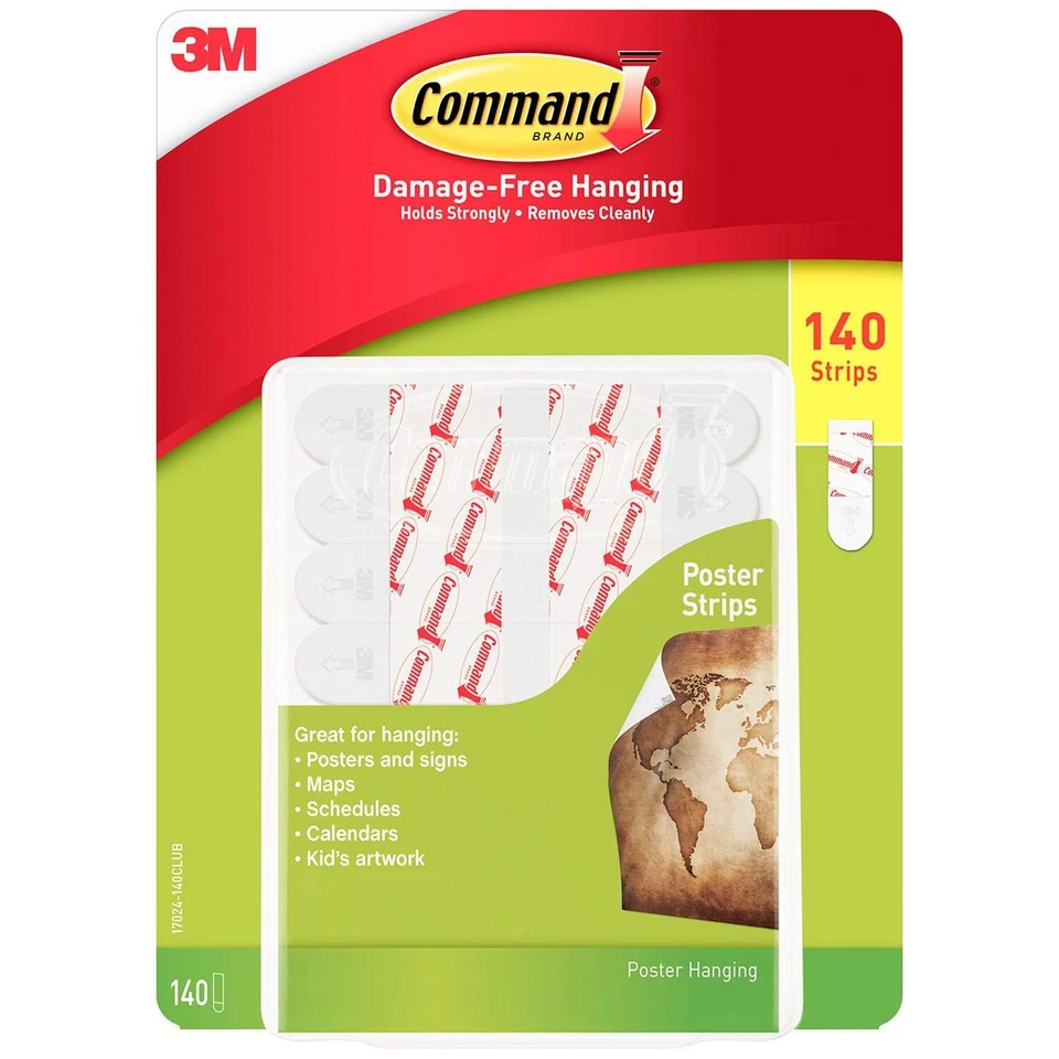 3m Command Poster Hanging Strips White 140 Ct.