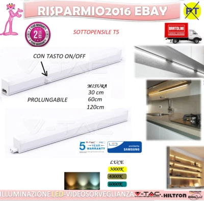 PLAFONIERA NEON LED INTERNO TUBO T5 LUCE LAMPADA CM W WATT REGLETTE con tasto  - Immagine 1 di 4