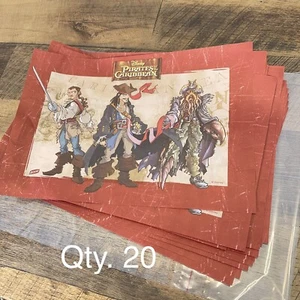 Juego de 20 manteles individuales de papel Dixie vintage de fiesta de Piratas del Caribe de Disney - Imagen 1 de 9