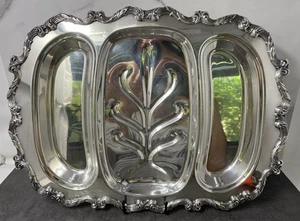 VINTAGE WALLACE FÜR CHIPPENDALE 1108 FEINSILBER FLEISCHPLATTE SERVIERTABLETT 19x14" - Bild 1 von 5