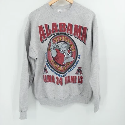 Moletom Vintage 1993 Alabama Crimson Tide National Champs Extra Grande Sugar Bowl Anos 90 - Imagem 1 de 4