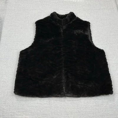 Chaleco de piel sintética Preston & York para mujer negro forrado con cremallera cuello falso chaqueta XL Foto 1 de 4