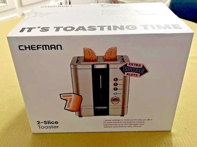 Tostadora Chefman de acero inoxidable de 2 rebanadas... Nuevo en caja. Nunca abierto Foto 1 de 4
