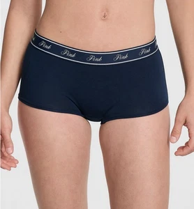 Victoria’s Secret PINK LOGO BOYSHORT MARINEBLAU LARGE STRETCH NEU ETIKETT GLATT - Bild 1 von 4