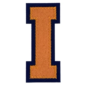 Orange Blue Letter I Felt Patch Block Varsity Letterman's Iron on (2 1/2" in) - Picture 1 of 1