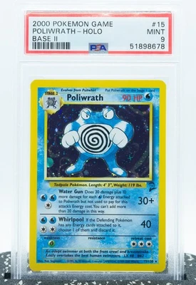 PSA 9 POLIWRATH 15/130 Holo Rare Base Set 2 WOTC 2000 - Pokemon Card - Image 1 of 3