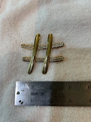 Винтажная брошь с хэштегом со стразами золотистая булавка с подписью Park Lane - Изображение 1 из 4