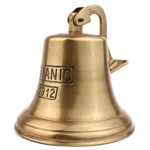 Vintage Brass Ship Bell, Titanic 1912- Wall Mounted Bracket Nautical Home Decor - Picture 1 of 6