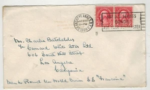 1936 PAQUEBOT SHIP COVER SS FRANCONIA WORLD CRUISE - Picture 1 of 1
