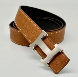 HERMES Gürtel für Damen und Herren, braun-schwarz H Schnalle - Bild 1 von 5