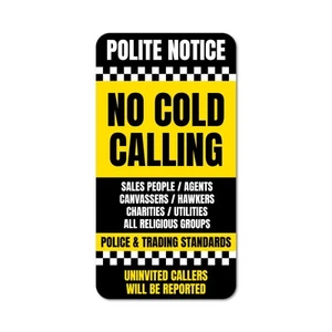 Keine Kaltakquise Aufkleber Schild Warnung Türaufkleber Home Office Küche 95 mm - Bild 1 von 3