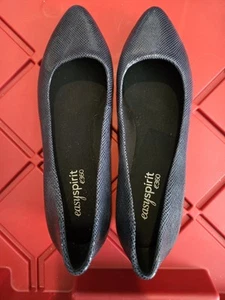New Sz 6 Easy Spirit Women's Avery6 Pointed Toe Flat, Navy Blue Reptile e360 - Picture 1 of 7