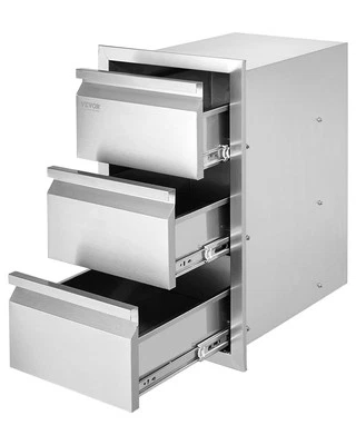 VEVOR 201 Stainless Steel Triple Access Drawer Kitchen BBQ Island 15"W x 26"H - Image 1 of 4
