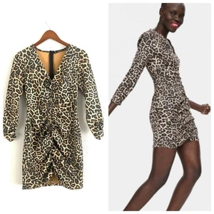 Zara gerafftes figurbetontes Minikleid Leopardenmuster butterweich gerafft Medium - Bild 1 von 10
