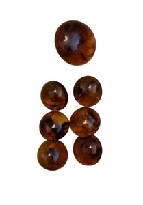 Set 7 Faux 5/8” And 1” Amber Plastic Midcentury Plastic Shank Buttons - Picture 1 of 3