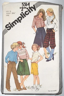 Vintage 1981 Sewing Pattern Simplicity 5314 Girls Straight Leg Pants size 12 - Image 1 of 3