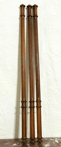 3 Baluster groove wood turned column 27" - Antique french architectural salvage Cover