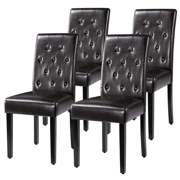 Set 4 Sedie Sala da Pranzo Cucina Moderne Imbottite in Finta Pelle Gambe Legno - Immagine 1 di 1