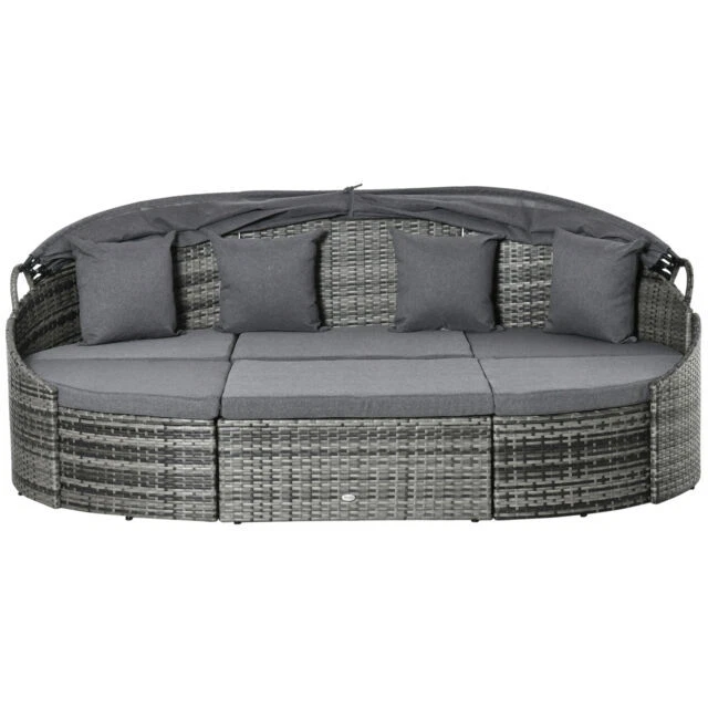 Outsunny 862-048LG 4-PCS Patio Steel PE Wicker Outdoor Chaise Lounge Set - Gray