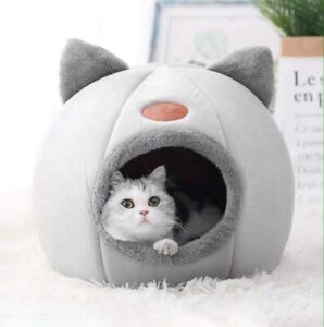 Cat Dog House Bed Kitten Pet Igloo Soft Fleece Cave Puppy Cozy Kitt New 