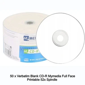 50 x Verbatim Mymedia CD-R Full Inkjet Printable 52x CD Blank Disc 700MB 80min - Picture 1 of 19