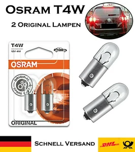 2x Osram T4W 12V BA9s 3893-02B Standard Hecklicht Parklicht Blinker Ersatz Birne - Picture 1 of 3