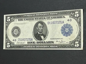1914 $5 Federal Reserve LARGE Note US Bill LOW Shipping!!! - Picture 1 of 2