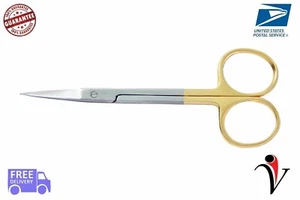 GERMAN IRIS SCISSORS STRAIGHT/CURVED 4.5" STAINLESS STEEL SURGICAL/DENTAL 2PCS - Picture 1 of 3