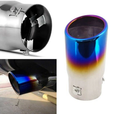 1Pc Roasted Blue Round Stainless Steel Car Exhaust Pipe Tail Muffler Tip Cover - Image 1 of 4