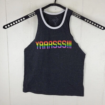 Хорошо изношенная рубашка мужская очень большая серая с графикой вырез лодочкой без рукавов эластичная LGBTQ - Изображение 1 из 4