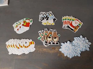 Etiquetas de regalo de papel de Navidad cinta brillante en álbum de recortes manualidades lote 46 renos Santa - Imagen 1 de 5
