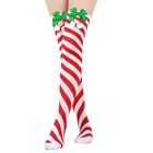 Striped Over The Knee Socks Christmas Stockings Sweet Bow Thigh High Stockings