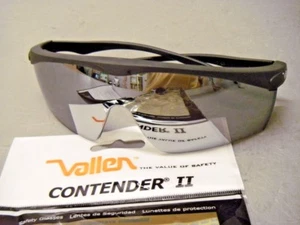 Vallen 068542 Contender II Black & Silver Safety Glasses Scratchcoat - Picture 1 of 12