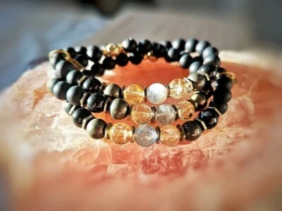 Citrine Shungite Labradorite Pyrite Onyx Bracelet / STRENGTH and JOY Bracelet  - Image 1 of 4