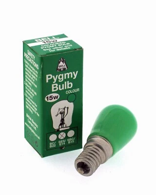 Bell 15w Green Coloured Pygmy Bulb SES E14 Small Screw 02622