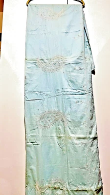 Banana Republic ~ ENORME Bufanda de Paisley ~ Azul Claro y Blanco, Bordado ~82x40 Foto 1 de 4