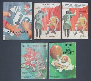 SET of 5 Baylor Bears Football Programs 1964-1965 SMU TCU Oregon State Texas A&M - Picture 1 of 6