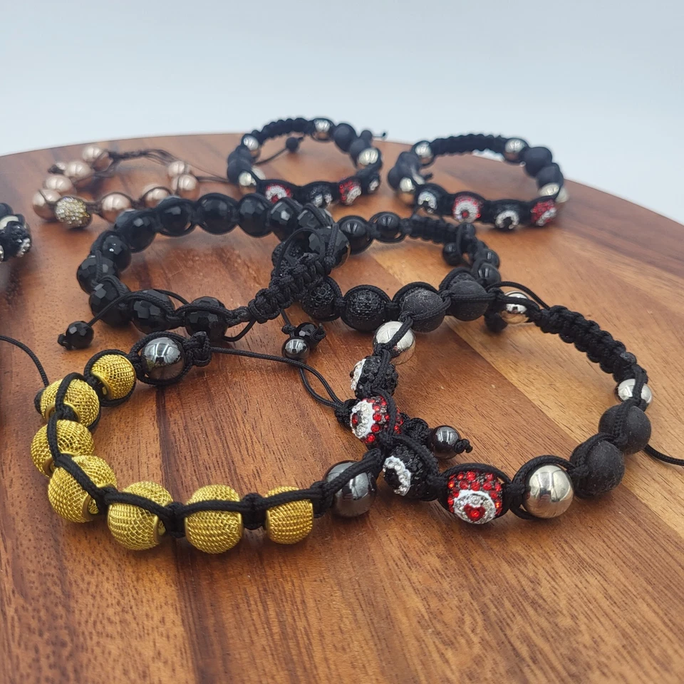 Lote de 10 pulseras Shamballa cordón macramé pesado bonito cristal... pedrería Foto 1 de 4